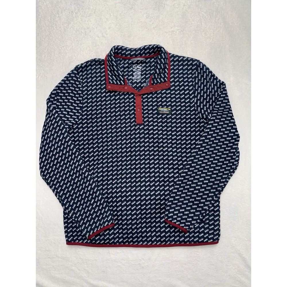 L.L. Bean Men's Fleece Print Pullover Slightly Fitted Sweater Size Large
